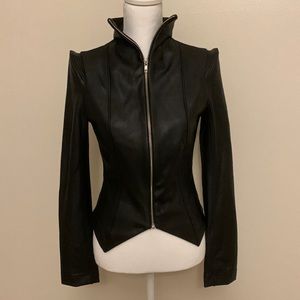Blackmilk Black Zippered Leather Look Top Medium